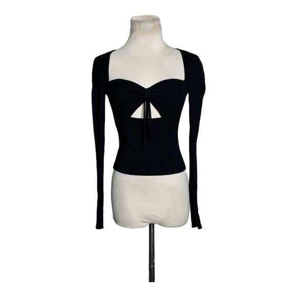 ASTR black knit long sleeves cut out fitted top size XS - Picture 7 of 10